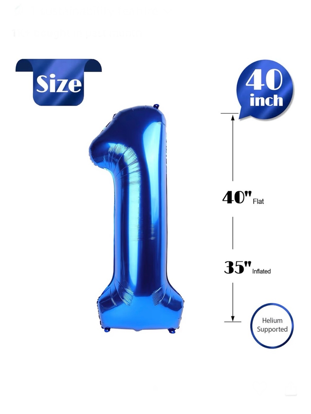 🥳 7/$10!! NEW Blue Number 1 Mylar Balloon - Party Decoration